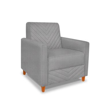 Imagem de Poltrona Camila Linho Areia Pés De Madeira - Pallazio