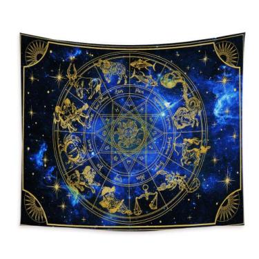 Imagem de Tapeçaria Doze Signos do Zodíaco 150x150cm de fibra de microtecido - y