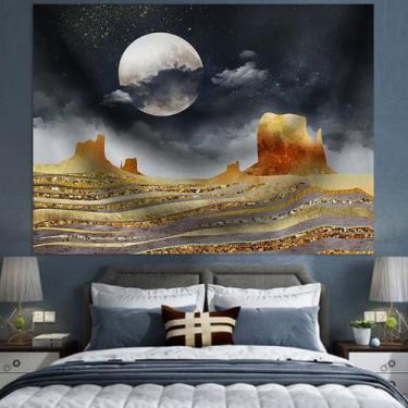 Imagem de Tapeçaria dourada, paisagem dourada, sala de parede, estética 150x130c