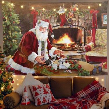Imagem de Tapeçaria de Natal, parede de Papai Noel, 200x150cm, microtecido - yiw