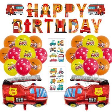 Imagem de Kit de balão de festa com tema de caminhão de bombeiros 23 unidades de