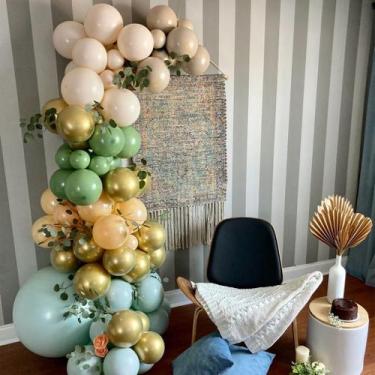 Imagem de Kit de balão Macarons Green Latex 84 unidades para festa de aniversári