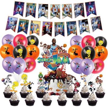Imagem de Kit de balões para festa de aniversário Space Jam 36 balões de látex -