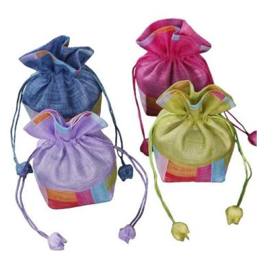 Imagem de Conjunto de sacolas de presente, tecido étnico de retalhos, 10 peças 8