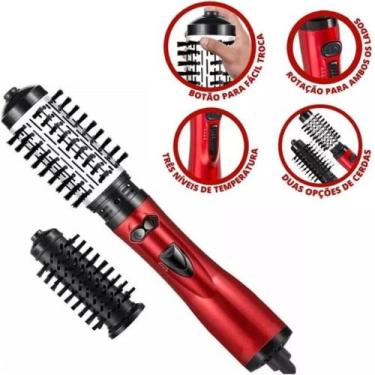 Imagem de Escova Rotativa 4 Em 1 Escova Secadora Tira O Frizz Cor Vermelha 220v 