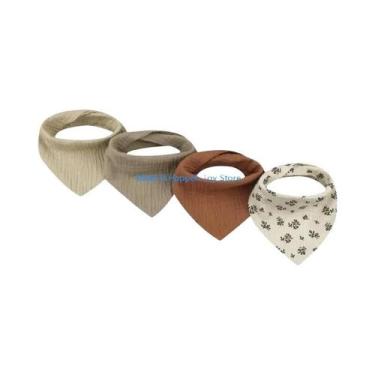 Imagem de Babadores De Algodão Para Crianças, 4 Peças, Lenço Triangular Macio E 