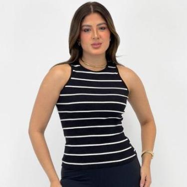 Imagem de Blusa Malwee Regata Gola Redonda Listrada Feminina-Feminino