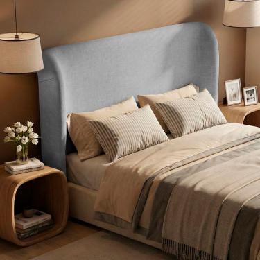 Imagem de Cabeceira Para Cama Box Casal Padrão Liah 140cm Linho Cinza - Desk Design