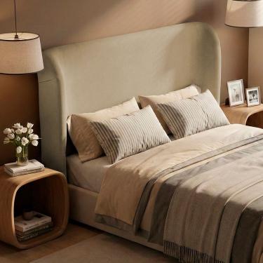 Imagem de Cabeceira Para Cama Box Queen Size Liah 160cm Chenille Bouclê Pérola - Desk Design