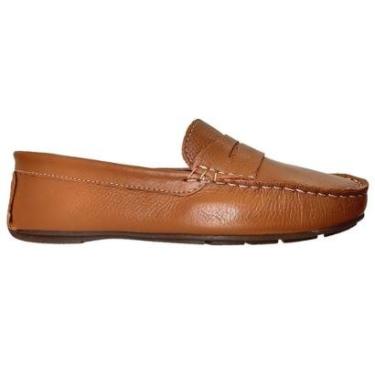 Imagem de Mocassim Feminino Couro Legítimo Marrom Pesponto-Feminino