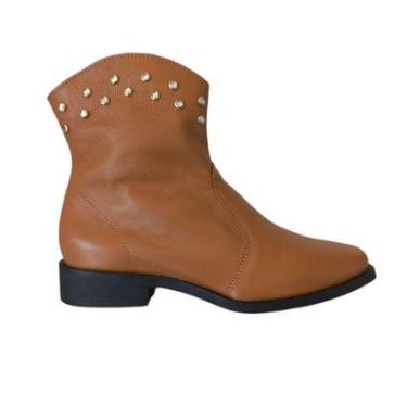 Imagem de Bota Texana em Couro Legítimo Tachinhas Salto Baixo Cor:;Tamanho:38-Feminino