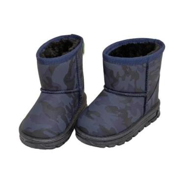 Imagem de Botas De Neve Para Crianças Em Camuflagem Azul, Quentes, Antiderrapant