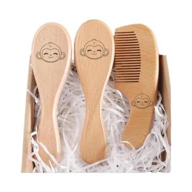 Imagem de Conjunto De Escova E Pente Para Cabelo De Bebê Recém-Nascido 3 Peças C