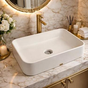 Imagem de Cuba Sobrepor Rustica banheiro Retangular Apoio Lavabo Concreto Pia Gr