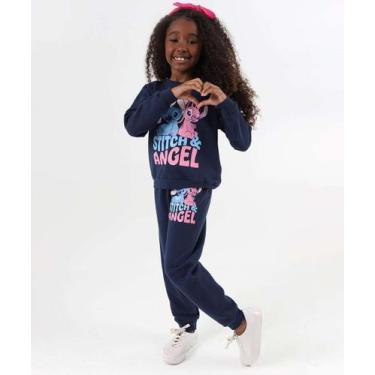 Imagem de Calça Infantil Moletom Stitch e Angel Tam 4 a 10 Azul-38063 - DISNEY, 