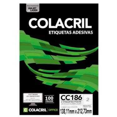 Imagem de Etiqueta Adesiva Colacril Carta CC186 138,11x212,73mm C/200
