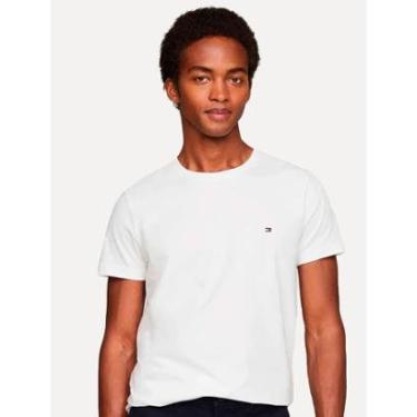 Imagem de Camiseta Tommy Jeans Masculina Regular Jersey C-Neck Flag Branca-Masculino