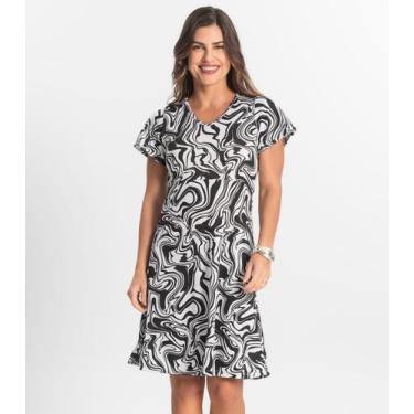 Imagem de Vestido Curto Feminino Helanca Estampado Select Preto, P, Preto