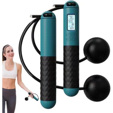 Imagem de Corda de pular sem fio digital com contador lcd exercício fitness - ba