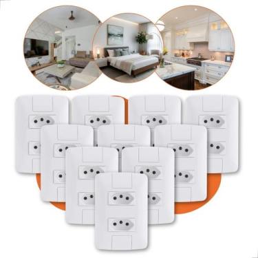 Imagem de Kit 10 Conjunto Tomadas Duplas 20a Tramontina completa linha Aria