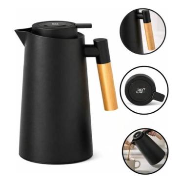 Imagem de Vittak Garrafa Térmica 1L com Termômetro LED e Cabo Madeira Nórdica Lu