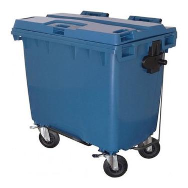 Imagem de Contêiner de Lixo Contentor Lixeira Plástico 660 Litros com Pedal para Resíduos em Ambi...
