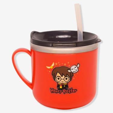 Imagem de Caneca Infantil Caneca Flip Infantil Harry Potter para Bebidas em Aço Inoxidável com Tampa Flip e Canudo para Uso Diário