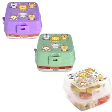 Imagem de Lancheira Safari Infantil Quadrada Almoço e Lanche Crianças Dupla - Ar