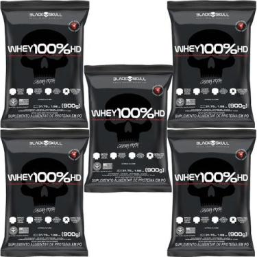 Imagem de Kit 5X Whey 100% HD - 900g Refil Cookies And Cream - Black Skull