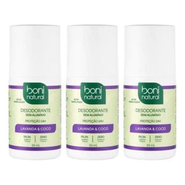 Imagem de Kit 3 Desodorantes Roll-on Sem Aluminio Coco E Toranja 55ml Boni Natur