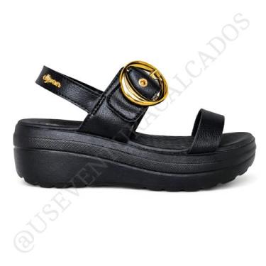 Imagem de Sandalia ortopédica dijean plataforma papete conforto leve, Preto, 35