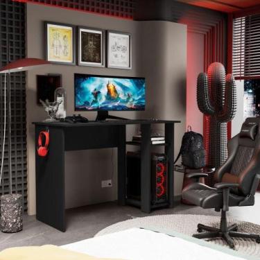 Imagem de Mesa Escrivaninha Gamer Slim Com Suporte Para Cpu Preto - MOBIGU