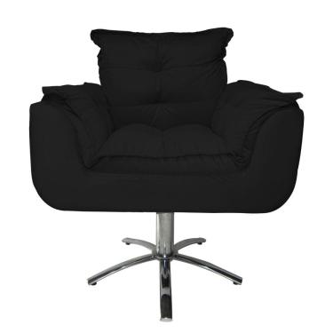 Imagem de Conjunto 2 Poltronas Para Recepção Com Base Giratória de Metal Opala Suede Preto - LM D...
