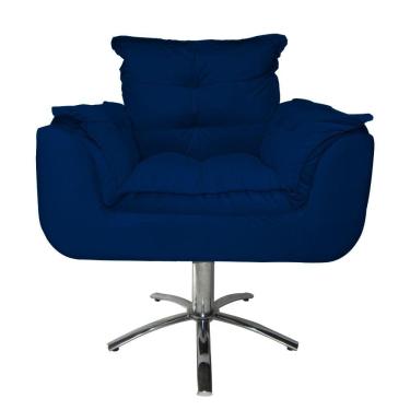 Imagem de Jogo 2 Poltronas Estofada Consultório Base Giratória de Metal Opala Suede Azul Marinho - LM DECOR