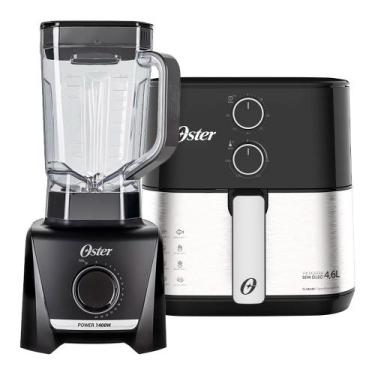 Imagem de Kit Fritadeira Inox Compact 4,6L e Liquidificador 1400 Full Oster, 220
