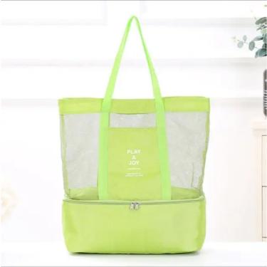 Imagem de Bolsa de Praia Play Joy Passeio Verão com Compartimento Cooler Térmico 40x35x13 Verde Adulto
