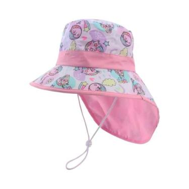 Imagem de Chapéu De Praia Infantil Com Aba Larga E Proteção UV Para Meninos E Me