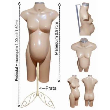 Imagem de Manequim feminino (meio corpo gravida N.38) bege com tampa prata + ped