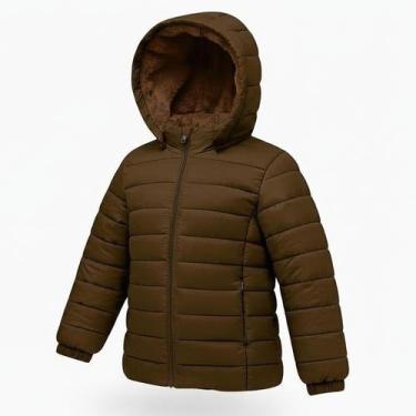 Imagem de Jaqueta Puffer Infantil Feminina Bobojaco Casaco Capuz Frio COR:MARROM