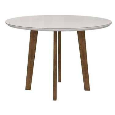 Imagem de Mesa de Jantar Redonda Turmalina 4 Lugares Pés Oblongo Off White com V