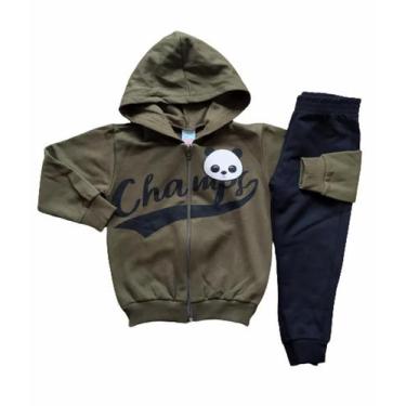 Imagem de Conjunto infantil de inverno masculino-Moletom/Flanelado/Peluciado Bju