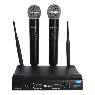 Imagem de Microfone Sem Fio Duplo Profissional ONE-X MIC2814 MIC-2814 c/ dois mi