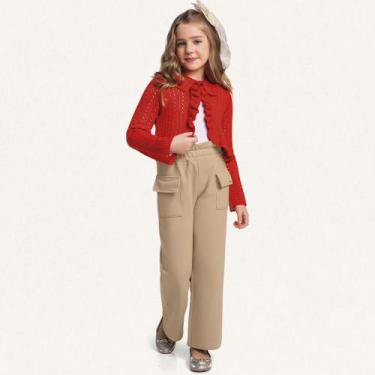 Imagem de Calça Infantil Menina Wide Leg Caramelo - Fakini, 6, Marrom
