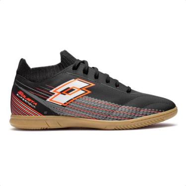 Imagem de Chuteira Futsal Lotto Solista Supernova Masculina, 43, Preto, Laranja