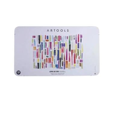 Imagem de Lápis de Cor Aquarelável Tris 100 Cores com Pincel Inclusa - Lata