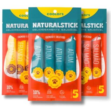 Imagem de Kit 15 Petiscos P/ Gatos Natural Stick sabores sortidos (frango/atum/s