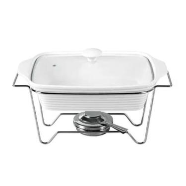 Imagem de Rechaud retangular cerâmica 31,5x20cm com tampa vidro - Wellmix