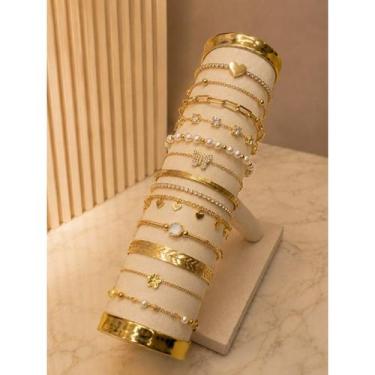 Imagem de Kit 10 Pulseiras Folheadas Atacado Para Revenda - Look Final