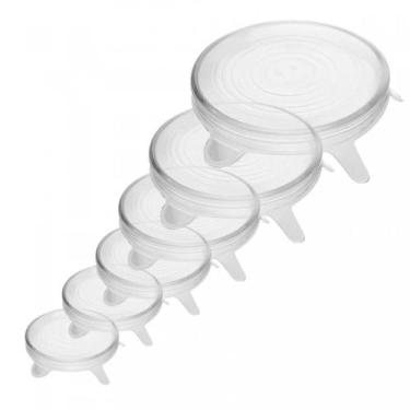 Imagem de Conjunto 6 Tampas Redondas Silicone Flexível Lyor para Potes Bowls Uni