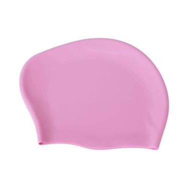 Imagem de Touca De Natação De Silicone Impermeável Extra Grande Para Cabelos Lon
